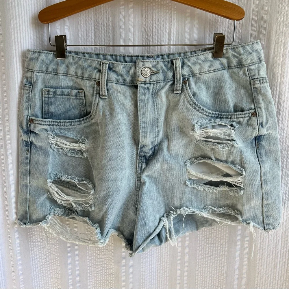 Refuge‎ Womens Denim Jean Cutoff Chelsea High Rise Destructed Junior Size 9
